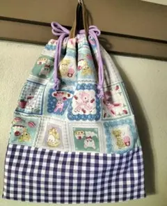 ハンドメイド 巾着 体操着入れ ケーキと動物