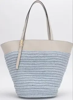 セール FURLA かごトートバッグ ライトブルー ホワイト 新品 - メルカリ