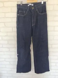 H.A.K デニム ワイドパンツ パールボタン付き裾のサムネイル