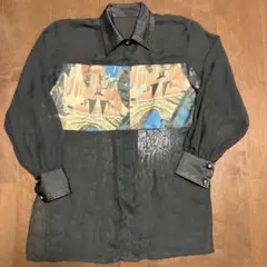 古着　長袖シースルーブラウス　オーガンジー