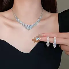 ビジューネックレス ピアス パーティー ドレス 結婚式 アクセサリー 高見え