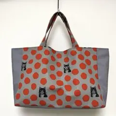 153大きめトートバッグ　ハンドメイド　猫柄