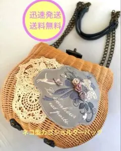 【axes femme 】ネコ型＆コロン型 籠チェーンショルダーバッグ♡ビジューのサムネイル