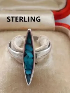 クラッシュターコイズ　シルバーリング　インレイ　STERLINGのサムネイル