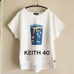 KEITH 40 半袖　Tシャツ フレンチスリーブ調　ヨット柄 ホワイト 日本製のサムネイル