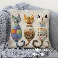 猫 刺繍風プリント 北欧風 大人可愛い レトロ モダン ユニーク　猫雑貨