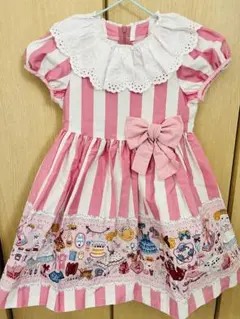 Shirley Temple ストライプ柄 半袖ワンピース ピンク110cmのサムネイル