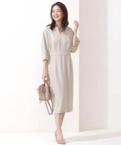 新品未使用　ナノユニバース　ワンピース　ベージュ　オフィス　卒入園