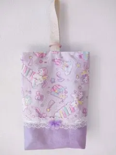 ハンドメイド 上履き入れ 上靴入れ 女の子 入園入学 ユニコーン上靴袋 パープル