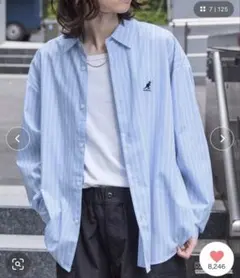KANGOL カンゴール　長袖シャツ　ストライプ　ブルー　L 新品　タグ付きのサムネイル