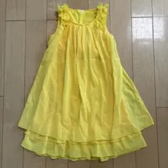 イエロー ノースリーブ ワンピース120