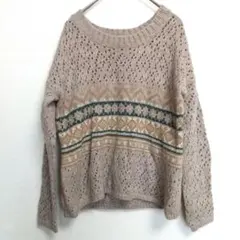 【LOWRYS FARM】セーター(М)透かし編み ニットトップス レディース