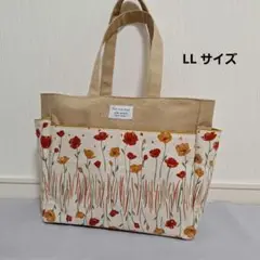 限定セール！花柄サイドポケットトートバッグLLサイズ