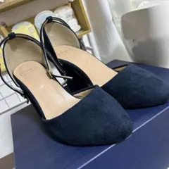 パンプス スエード調 ネイビー