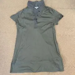 オリーブグリーン 半袖Tシャツ ボタン付き