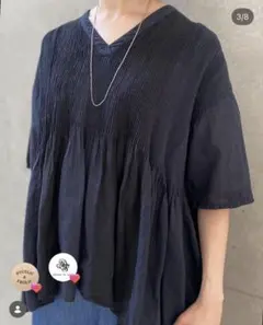 maison de soil 手織り リネンドレス 黒 裾ライン - メルカリ