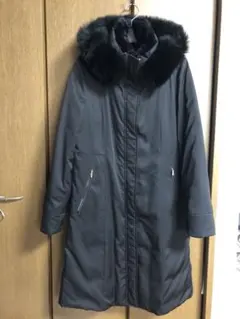 値下げ美品◇INDIVI / V.A.I◇ブルーフォックスファー付きダウンコート