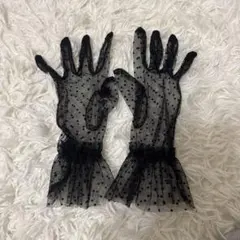 レトロ風 ブラック ドット柄 手袋