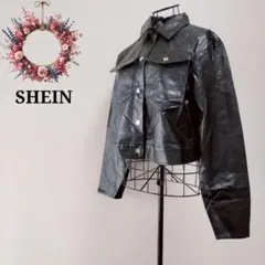 00s Y2K グランジ シーイン◇フェイクレザージャケット 短丈ライダース M