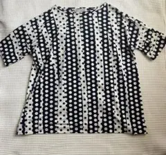 ドゥクラッセ　半袖　Tシャツ　チュニック　ドット　モノトーン　ネイビー　北欧のサムネイル