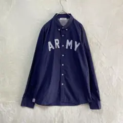 BROWNY/長袖シャツ/M/ARMY刺繍 綿100% ネイビー