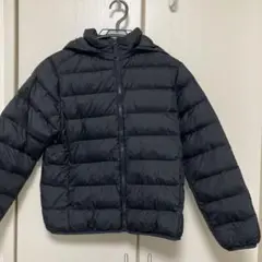 黒 フード付きダウン風コート キッズ用　(中綿)150