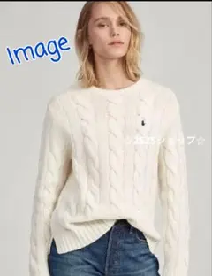 カシミヤ混　POLO ラルフローレン 太ケーブル ニット セーター ホワイトXS