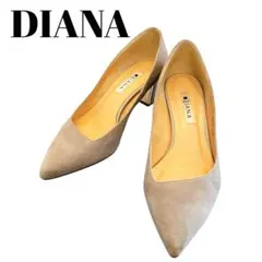 DIANA ダイアナ グレー スエード パンプス ポインテッドトゥ 23.5cm