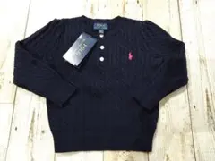 ラルフローレン　ケーブルニット　コットンセーター　100　紺