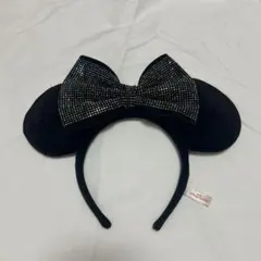 ミニーマウス カチューシャ 黒 スパンコール