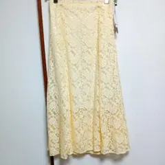 イエロー系クリーム色 レース フレアスカート　フリーサイズ　レディース