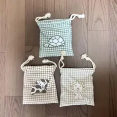 タイトーくじ　ミッフィー　ブルーナアニマル　カメ、イヌ、ライオン　巾着