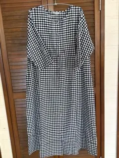 美品　サマンサモスモス　ギンガムチェック　　ワンピース　ブラック×オフ