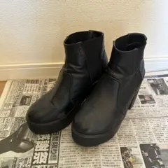 ブラック 厚底 ショートブーツ 23センチ