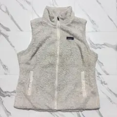 Patagonia フリースベストアイボリーワンポイントロゴ XL実寸M-L相当