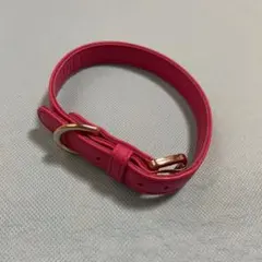新品 犬用 首輪 本革 ピンク ￼ホワイトゴールド金具 小型犬 中型犬用 レザーのサムネイル
