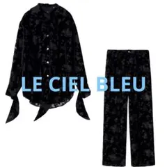 新品タグ付き LE CIEL BLEU クロップドラップタイシャツ ブラウス 黒 