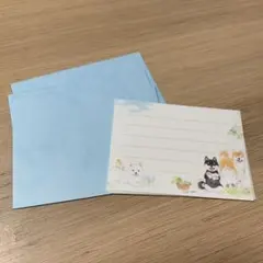 柴犬のイラスト付きレターセット 水色