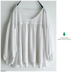 ◯ユナイテッドアローズ【洗える】ギャザー ストレッチ 柔らか ブラウス