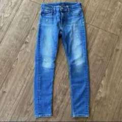 ライトブルー ダメージ加工 スキニーパンツ