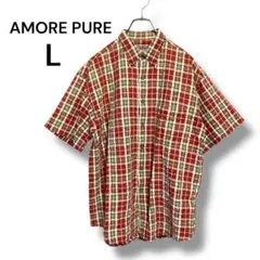 AMORE PURE チェック柄 半袖シャツ Lサイズ　春夏