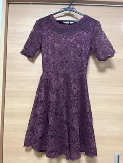 LouisAngel バーガンディ 総レース ワンピース S