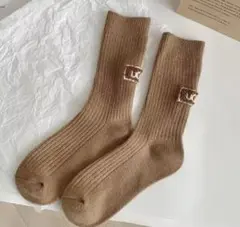 新品‼️ レディース　ソックス　靴下　リブ　ふわふわ　厚手　ロゴ　人気　冬　最安値