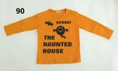 オレンジ長袖Tシャツ　かわいいお化け