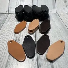 z641レザータグセット 楕円形 黒 52枚 黒、焦茶、ナチュラル、キャメル