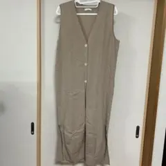 earth music&ecology Vネックニットロングジレ　ベージュ　F