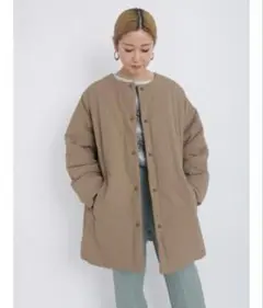 Samansa Mos2 blue☺︎ステッチレス中綿ジャケット