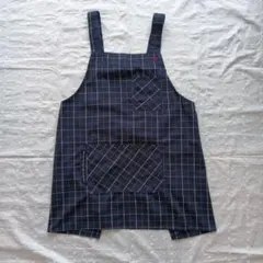 【POLO】エプロン　Lサイズ　ショート丈　　紺色チェック柄