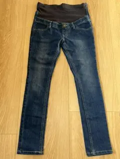 美品マタニティアジャスター付きストレッチスキニーデニムパンツ