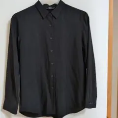 UNIQLO ユニクロ レーヨンブレンド 長袖シャツ ブラウス 黒 S